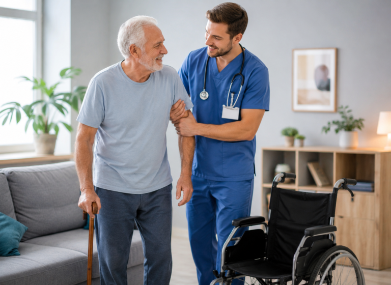 Occupational therapist helping a patient during a therapy session